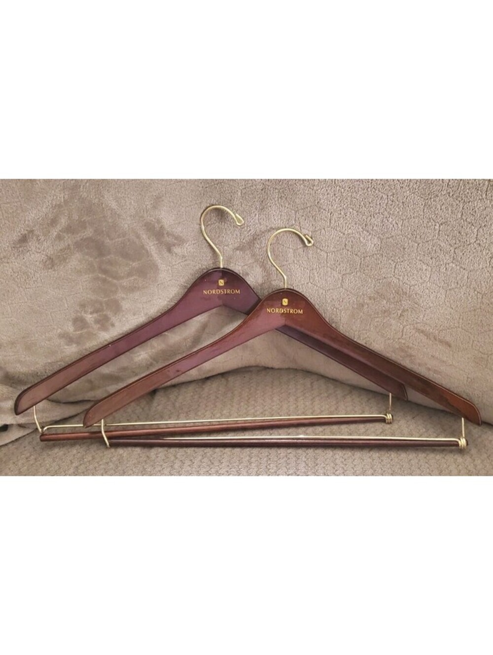 Set of 2 Vintage NORDSTROM Wooden Clothes Hangers Pant Coat Suit Solid Sturdy